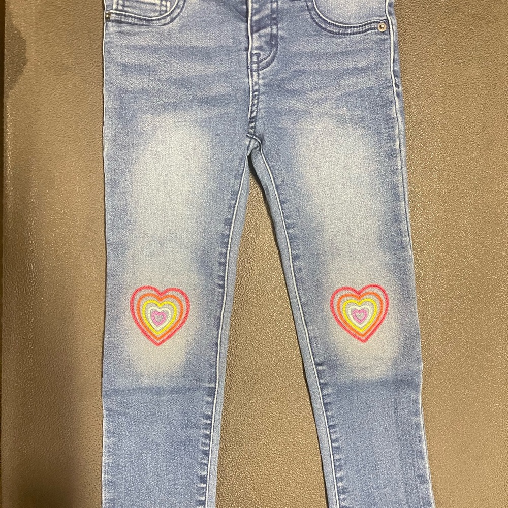 Blue Jeans with Heart Embroidery